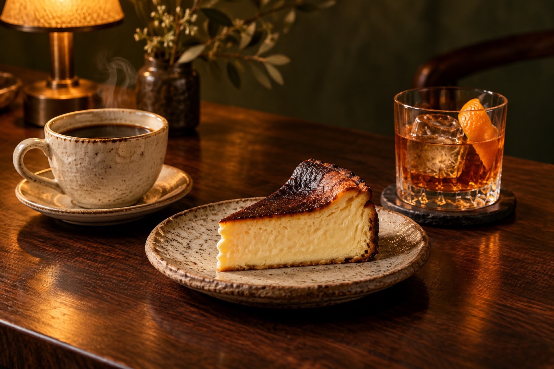 コーヒーと楽しむ焦がしチーズケーキ